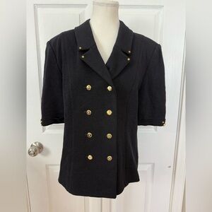 Vintage St. John Collection Santana Knit Short Sleeve Blazer Black Size 10